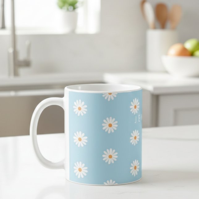 Caneca De Café Personalised Daisy Mug, Flower Name Gift, Daisy  (Criador carregado)
