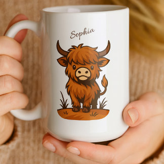 Caneca De Café Personalised Highland Cow Gift