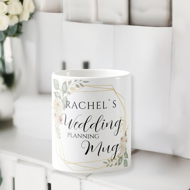 Caneca De Café Personalisierbar- Wedding-Planning-Mug  (Customer Specific, Floral, "Wedding-Planning-Mug" Name Coffee Mug.)