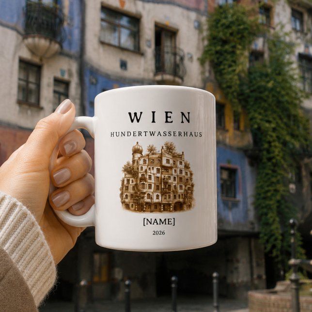 Caneca De Café Personalisierte Wien Hundertwasserhaus Tasse (Dein Name. Dein Wien. Dein Hundertwasserhaus)