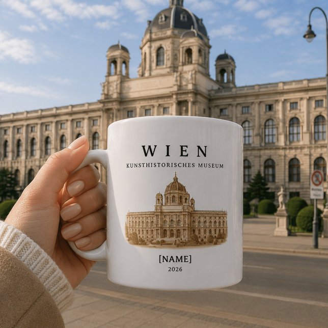 Caneca De Café Personalisierte Wien Kunsthistorisches Museum  (Wiener Kultur zum Mitnehmen – deine personalisierte Tasse vor dem Kunsthistorischen Museum)