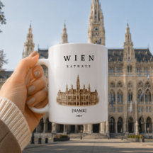 Personalisierte Wien Rathaus Tasse | Name & Jahr 