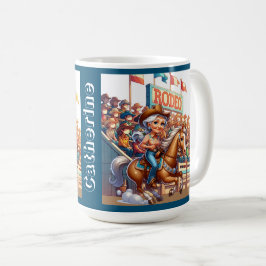 Caneca De Café Personalização da Corrida de Barrel, Rodeio Ociden
