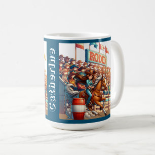 Caneca De Café Personalização da Corrida de Barrel, Rodeio Ociden