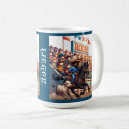 Caneca De Café Personalização de Roping de Cowboy Rodeo Ocidental