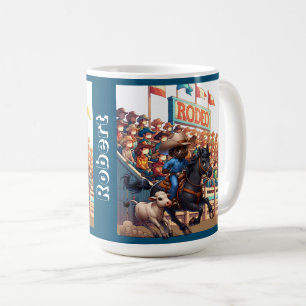 Caneca De Café Personalização de Roping de Cowboy Rodeo Ocidental