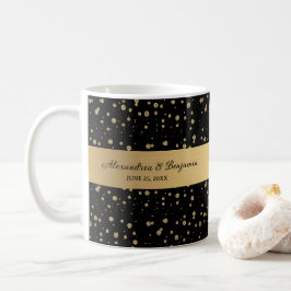 Caneca De Café Personalização do Casamento Glitter Sparkle Dourad
