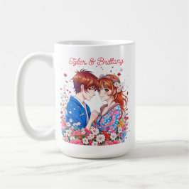 Caneca De Café Personalização do Cudling do Casal de Animação Bas
