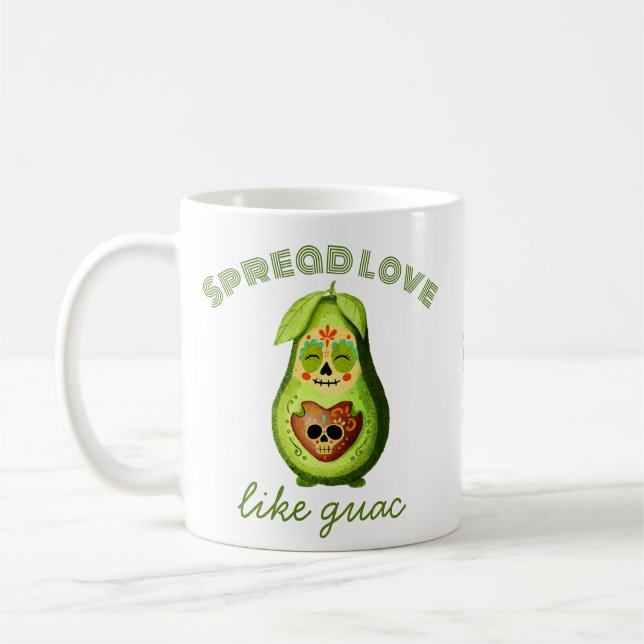 Caneca De Café Personalização do Dia de los Muertos Avocado (Esquerda)