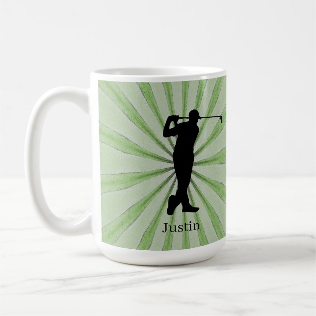 Caneca De Café Personalização do Golfer Silhouette (Esquerda)