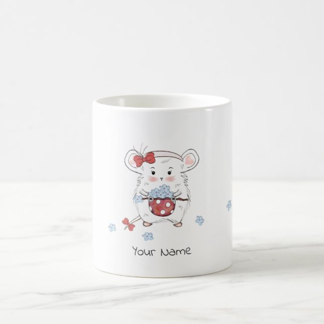 Caneca De Café Personalização Floral de Pequeno Hamster Bonito (Centro)