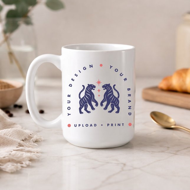 Caneca de Café Personalizada 15oz | Canecas com Up (Upload your artwork and turn this 15oz coffee mug into custom brand merch or a stylish gift)