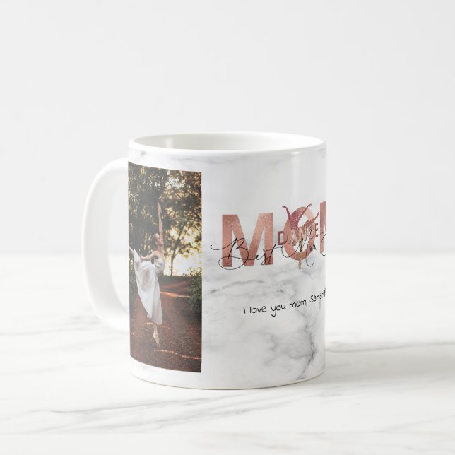 Caneca De Café Personalizada 2 Fotografias da Melhor Dança Mãe De (Frente Esquerda)