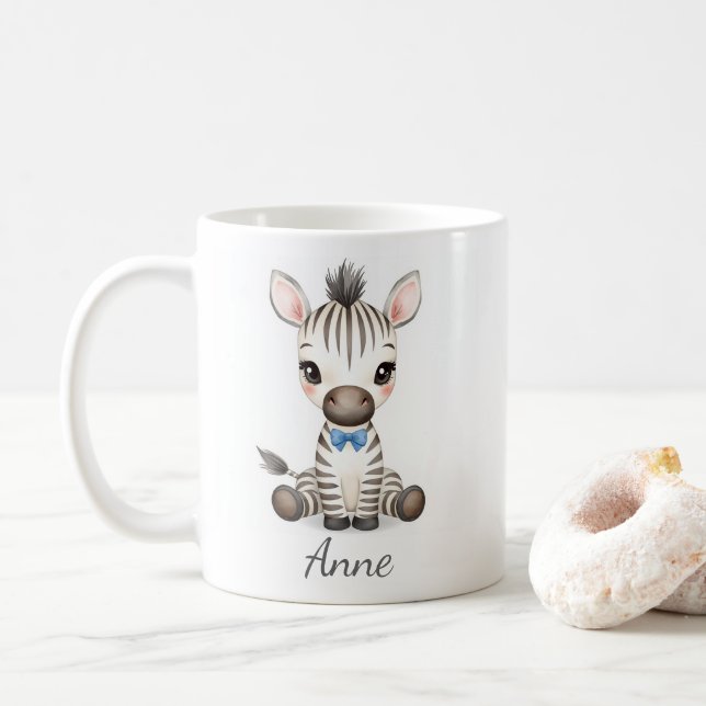 Caneca de Café Personalizada Adorável Bebê de Zebr (Com Donut)