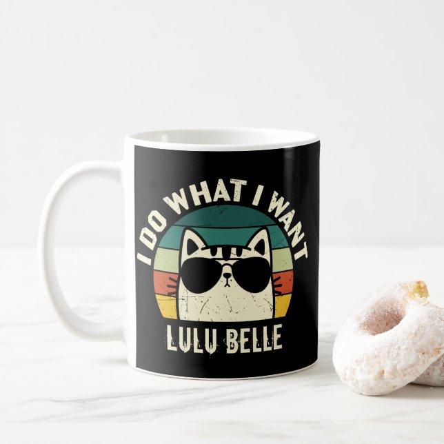 Caneca de Café Personalizada Amante de Gatos Eu Fa (Com Donut)
