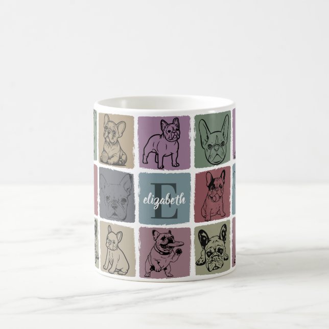 Caneca de Café Personalizada Bulldog Francês Retrô (Centro)