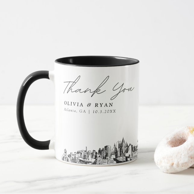 Caneca de Café Personalizada Casamento em Atlanta (Com Donut)