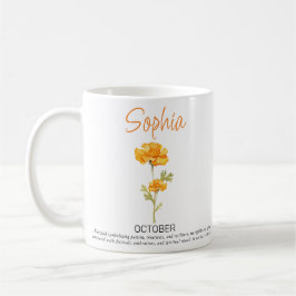 Caneca de Café Personalizada com a Flor de Nascime