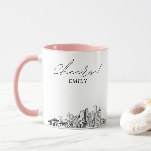 Caneca de Café Personalizada com a Silhueta de Det (Com Donut)