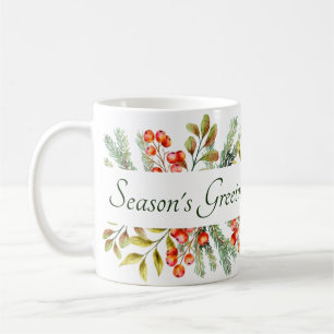 Caneca de café personalizada com banner botânico