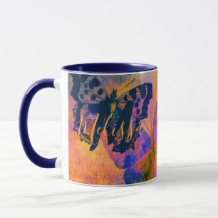 Caneca de café personalizada com borboletas pintad