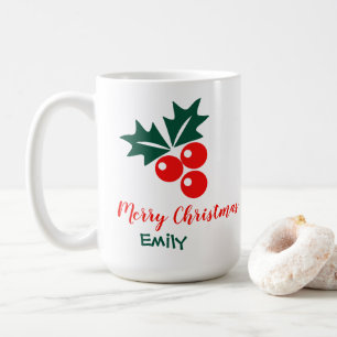 Caneca de Café Personalizada com Cereja de Natal
