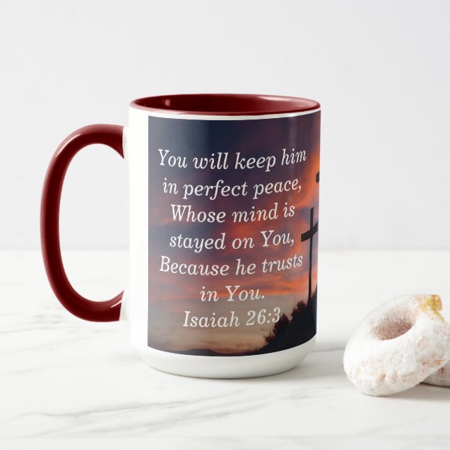 Caneca de Café Personalizada com Escrito Bíblico F (Com Donut)