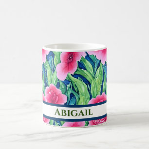 Caneca de Café Personalizada com Floral em Aquarel