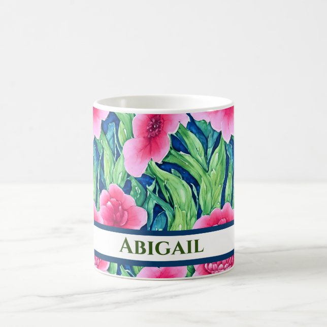 Caneca de Café Personalizada com Floral em Aquarel (Centro)