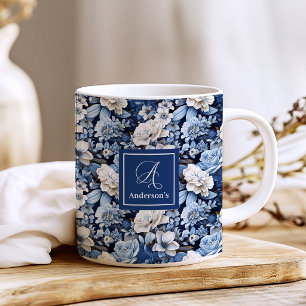 Caneca de Café Personalizada com Flores Brancas Az