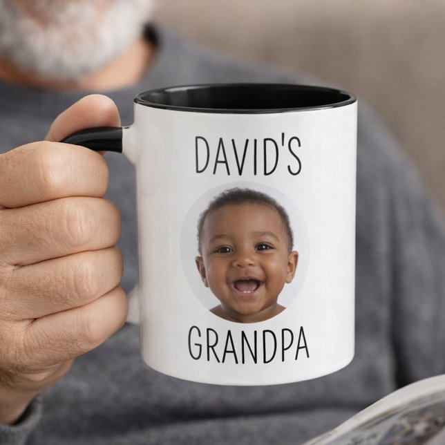 Caneca de Café Personalizada com Foto de Bebê do V (Personalized Grandpa Mug with Baby Photo Gift for Grandfather)