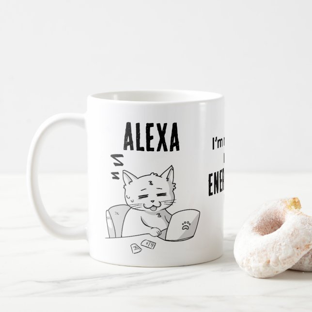 Caneca de café personalizada com gato engraçado (Com Donut)