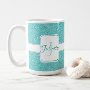 Caneca de Café Personalizada com Glitter Teal