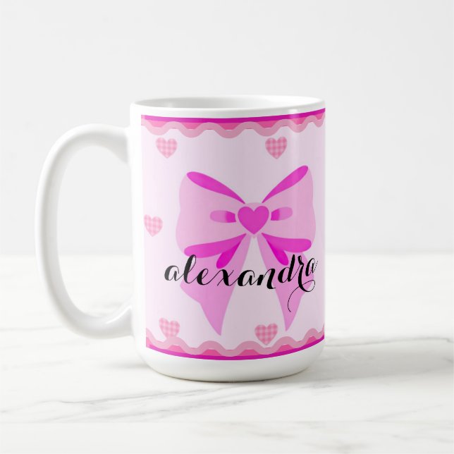 Caneca de Café Personalizada com Laço Rosa Alexand (Esquerda)