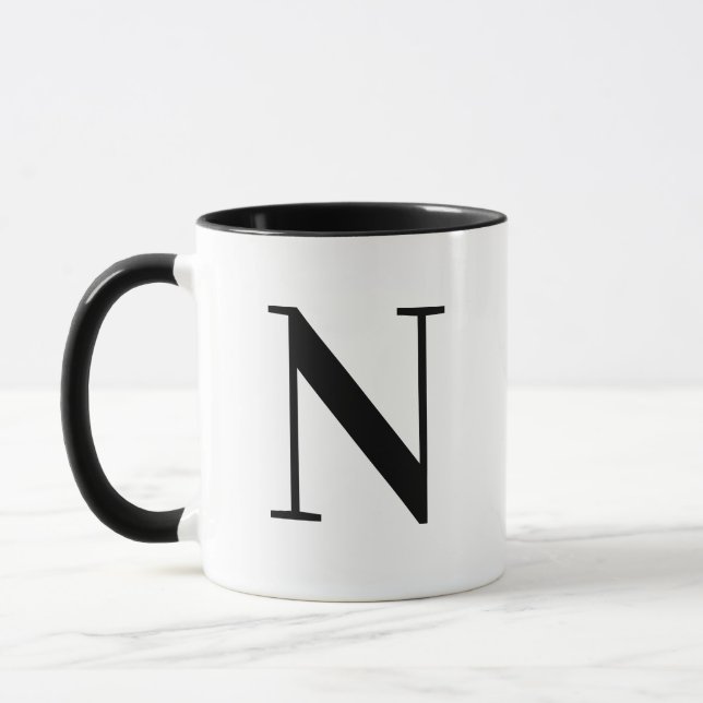 Caneca de Café Personalizada com Letra N Monograma (Esquerda)