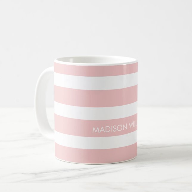 Caneca de Café Personalizada com Listras Rosa e Br (Frente Esquerda)