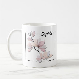 Caneca de Café Personalizada com Magnólia em Aquar