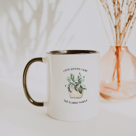 Caneca de café personalizada com planta em vaso aq