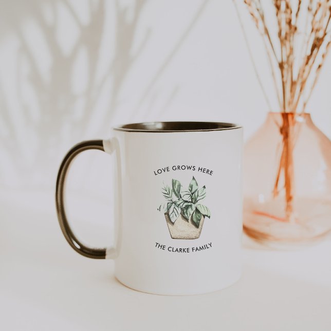 Caneca de café personalizada com planta em vaso aq (Criador carregado)