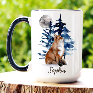 Caneca de Café Personalizada com Raposa em Aquarel