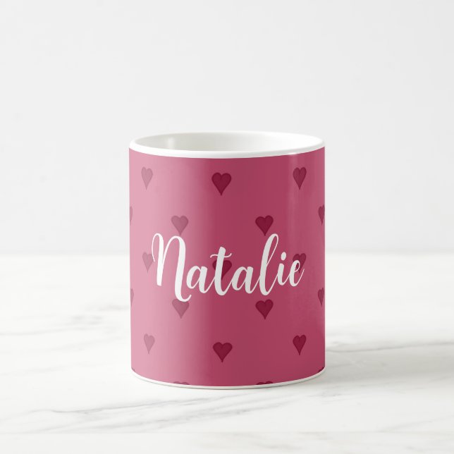 Caneca de Café Personalizada Corações Vermelhos (Centro)
