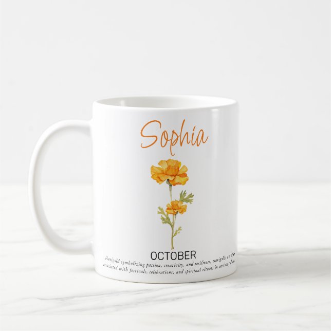 Caneca de Café Personalizada da Flor de Nascimento (Esquerda)