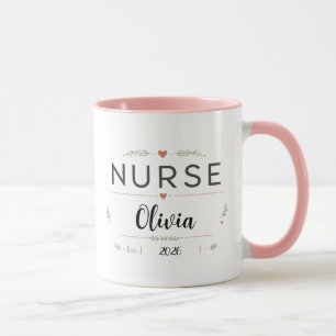 Caneca de Café Personalizada de Enfermeira com Flo
