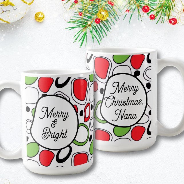 Caneca de Café Personalizada de Férias Moderna  (Modern Holiday Personalized Coffee Mug)
