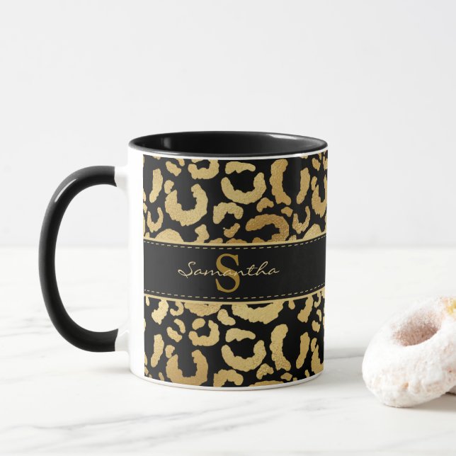 caneca de café personalizada de impressão leopardo (Com Donut)