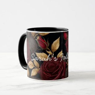 Caneca de Café Personalizada Floral Romântica Escu