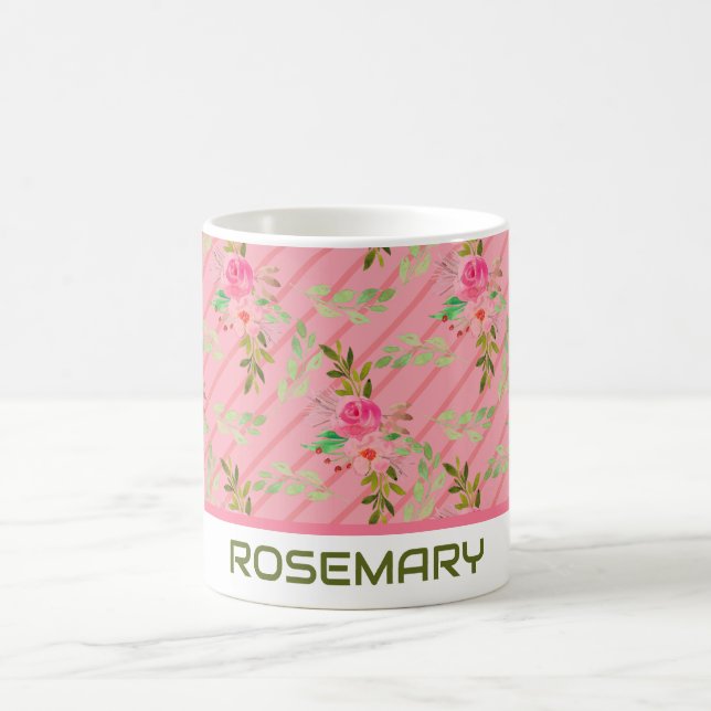 Caneca de Café Personalizada Flores e Folhas (Centro)