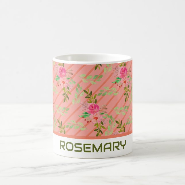 Caneca de Café Personalizada Flores e Folhas (Centro)