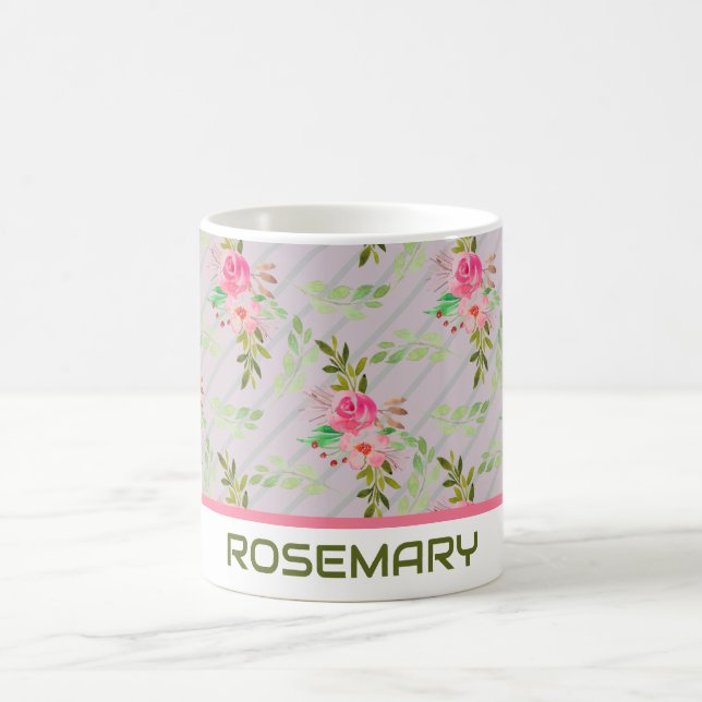 Caneca de Café Personalizada Flores e Folhas (Centro)