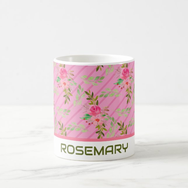 Caneca de Café Personalizada Flores e Folhas (Centro)